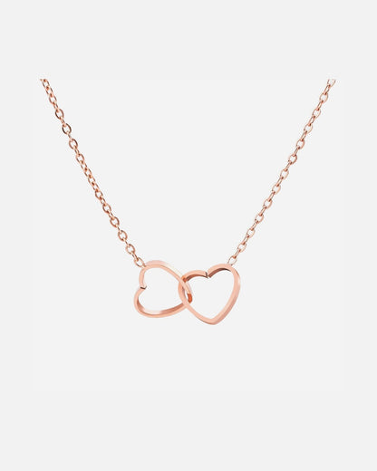 Collar de doble anillo de corazón oro rosado